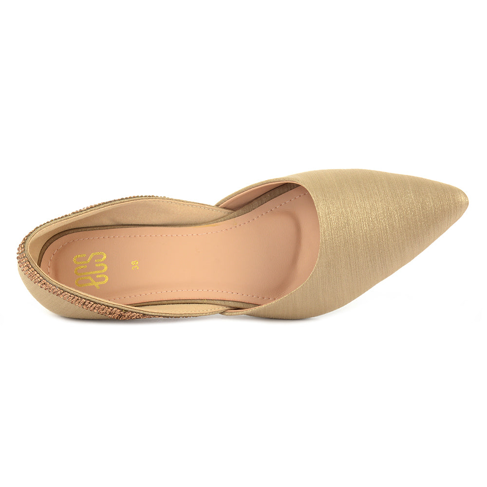 Carvela Comfort Talia Embellished Peep Toe Court Shoes, Gold, 3