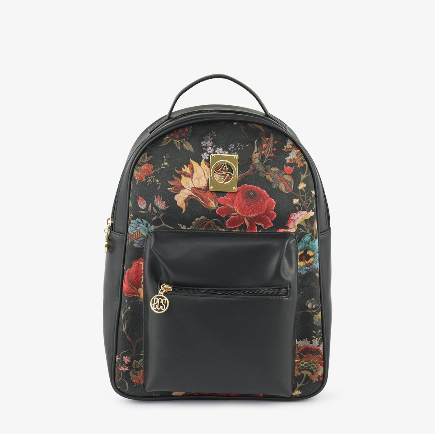 black leather backpack with flowers Midnight Bloom Backpack – ECS