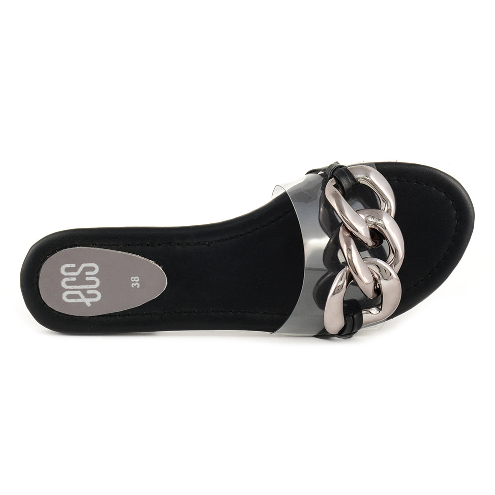 Chain Buckle Women Slippers