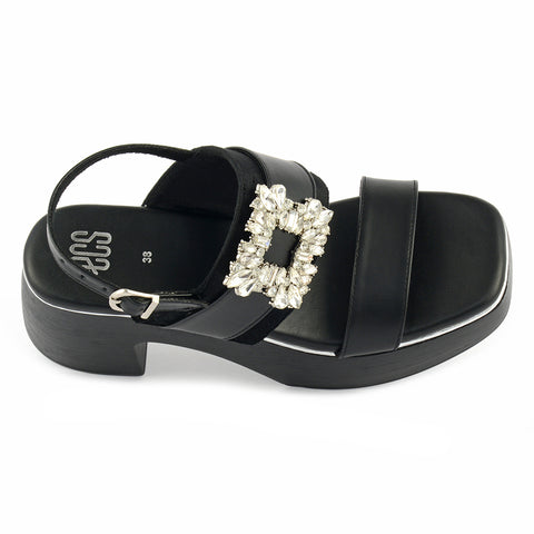 Square-Toe Brooch Sandals