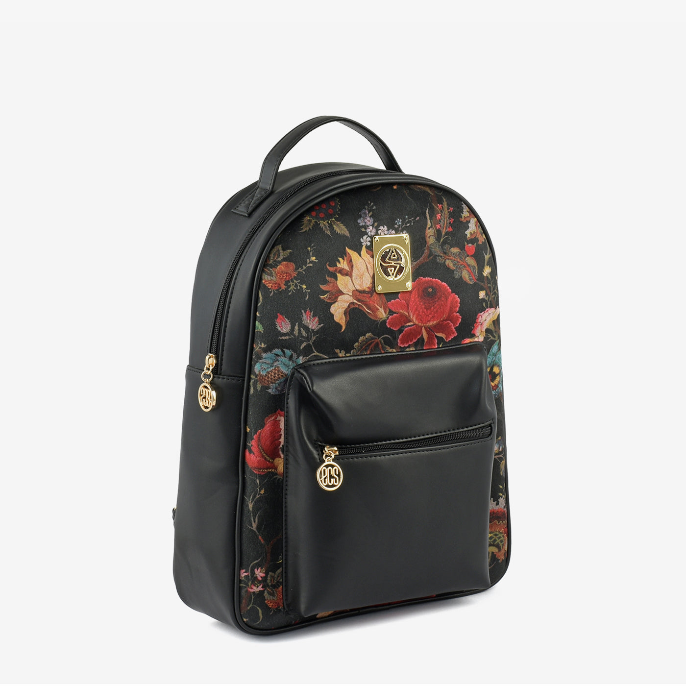 black leather backpack with flowers Midnight Bloom Backpack – ECS
