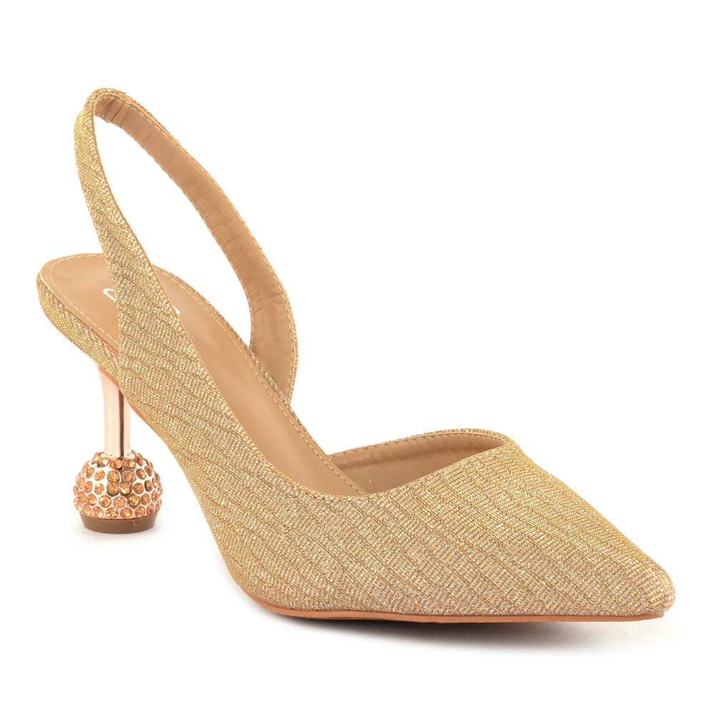 Gold mid shop heel shoe