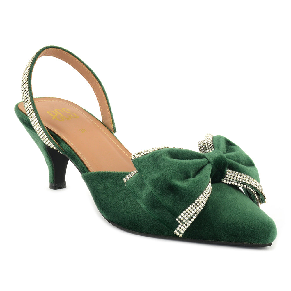 Emerald green kitten heel on sale shoes