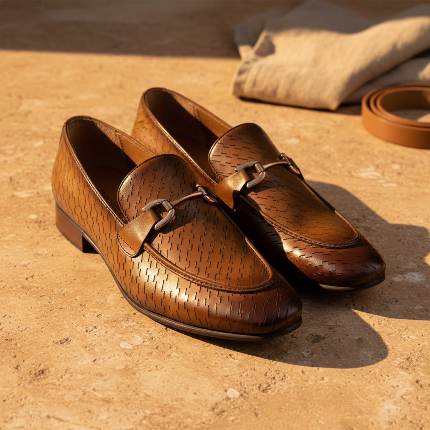 ADORO Tan Laser-Cut Woven Horsebit Loafers – Editorial
