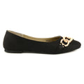 Black Suede Women Pumps With Bold Buckles